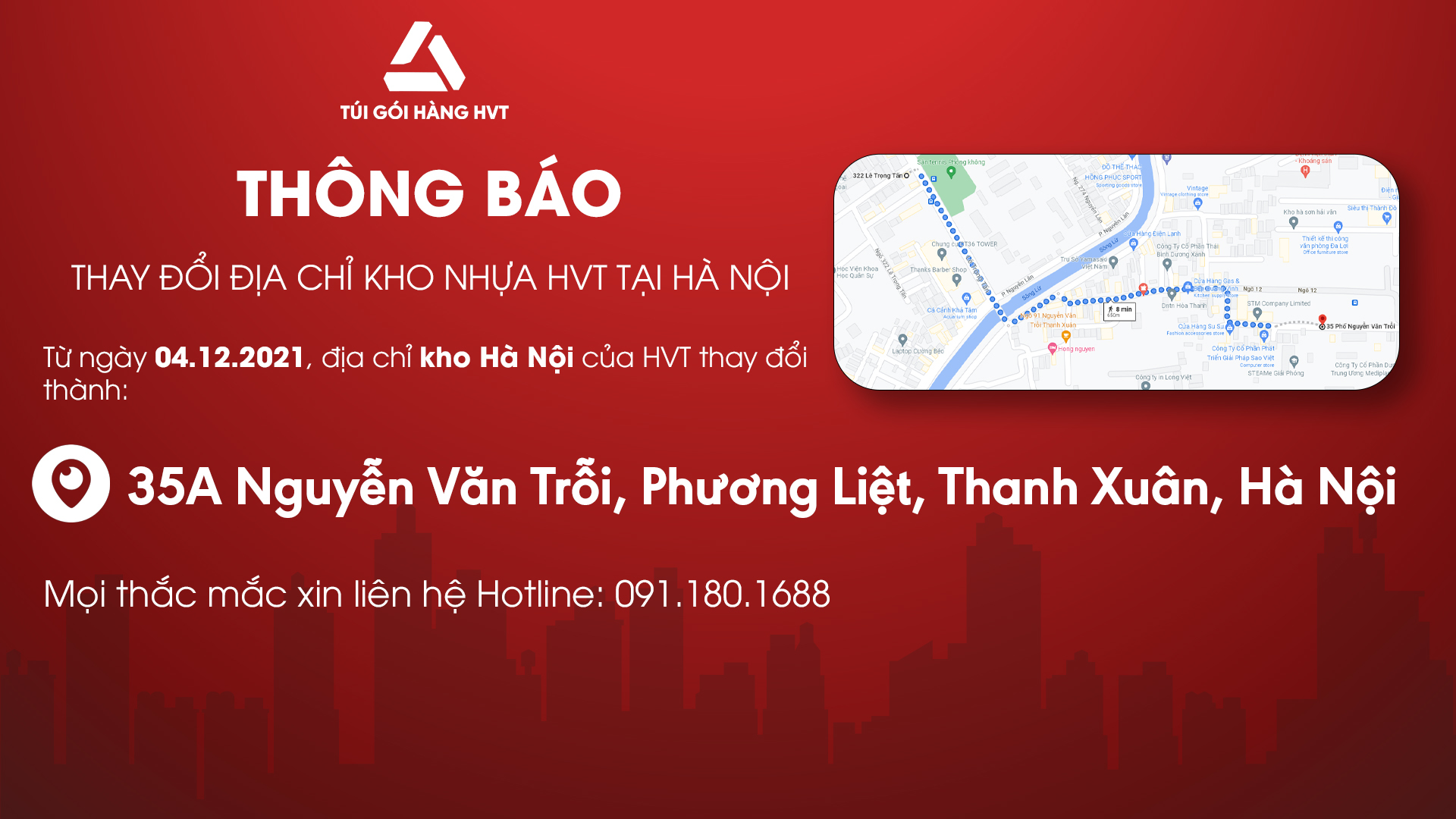 HVT thông báo đổi địa chỉ kho hà nội