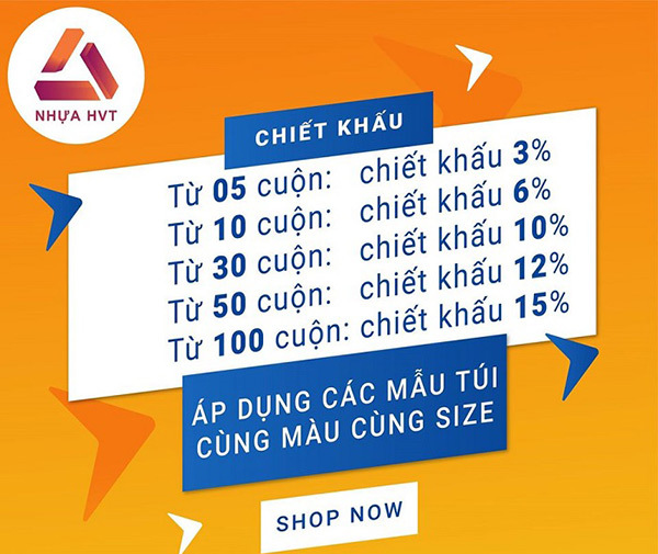 Mức chiết khấu khi mua túi niêm phong Các mức chiết khấu tại HVT